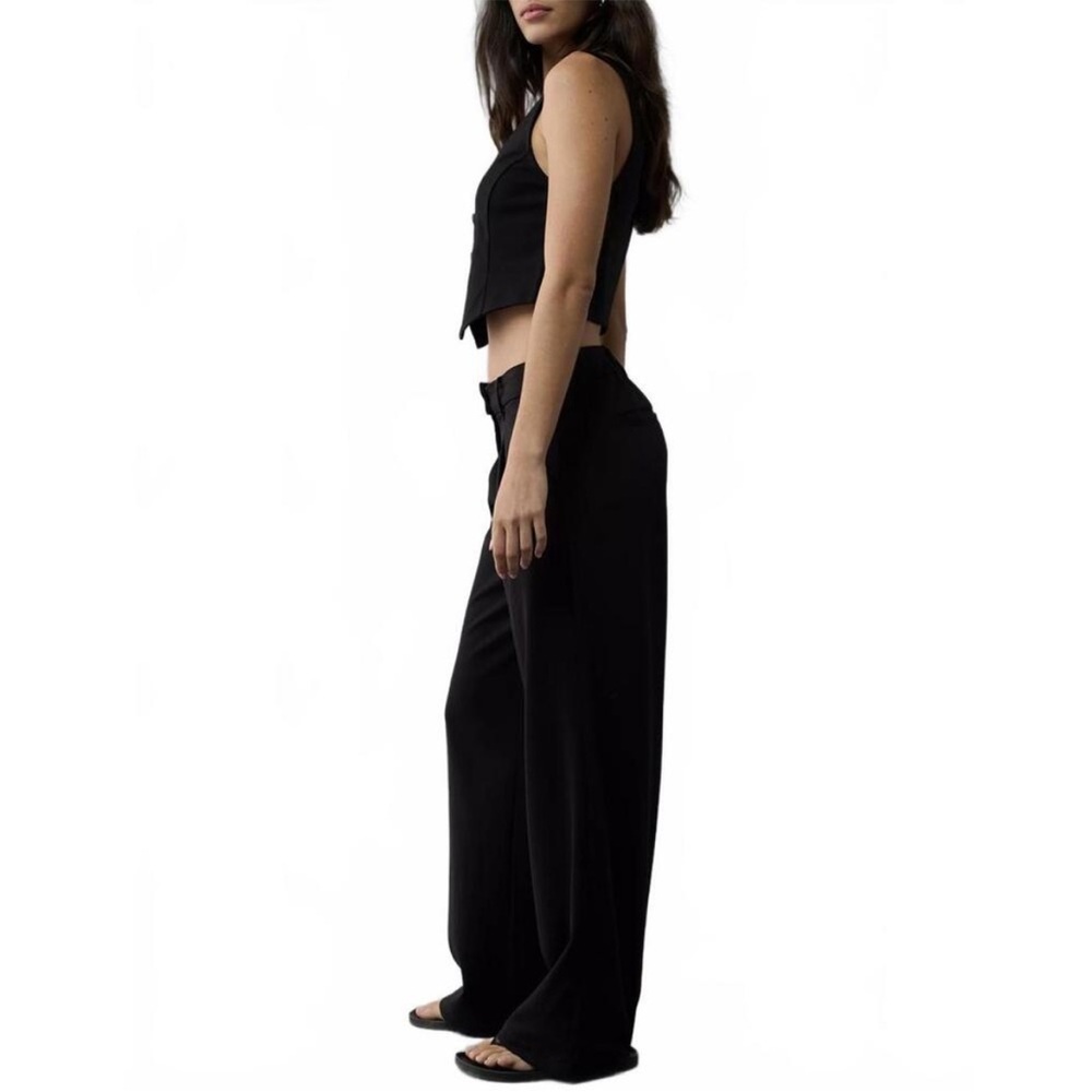 American Eagle Outfitters Black Wide-Leg Pants Poppy Trouser - Picture 2 of 9
